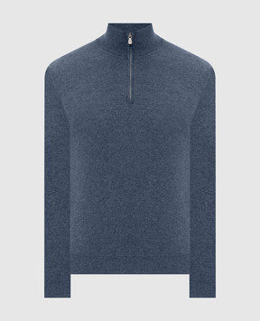 Brunello Cucinelli Blue cashmere zip-up jumper M2200124