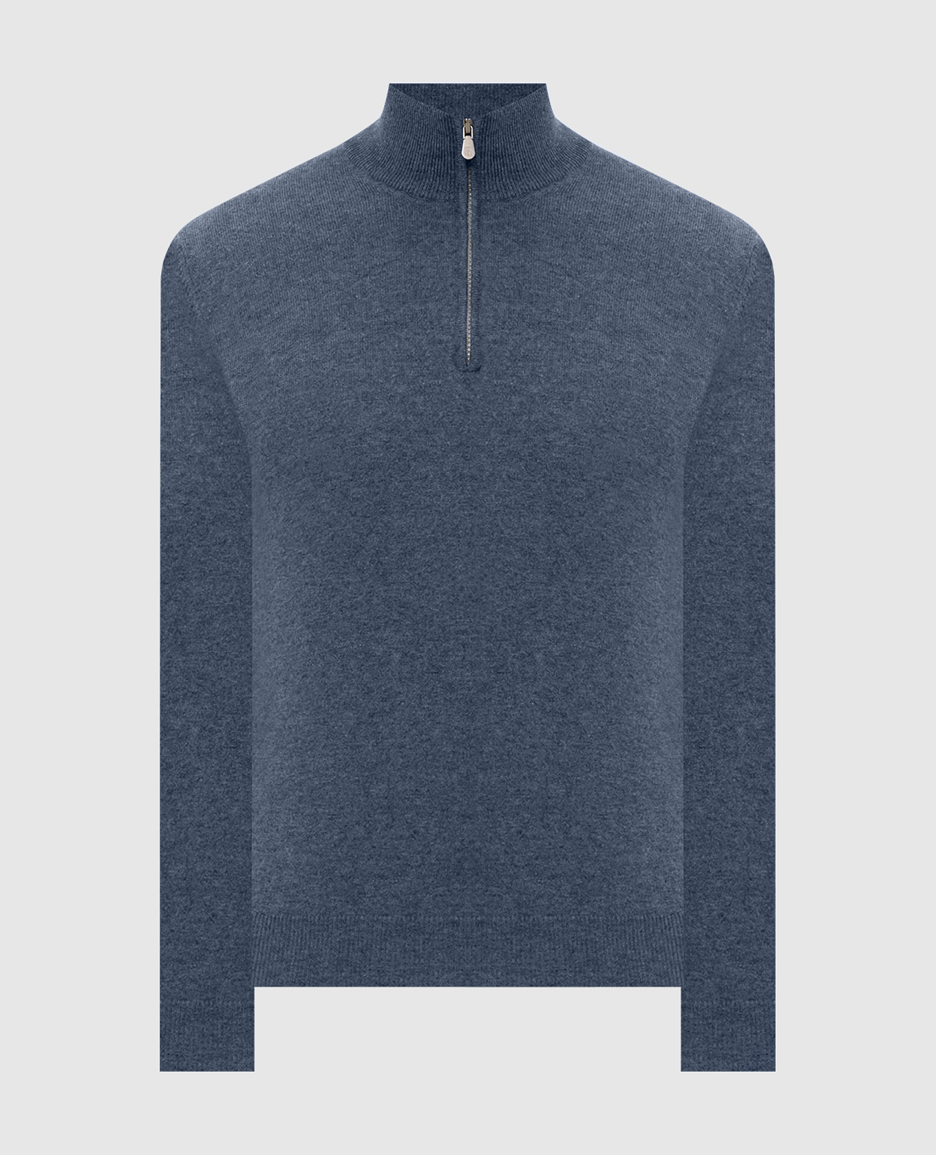 Blue cashmere zip-up jumper