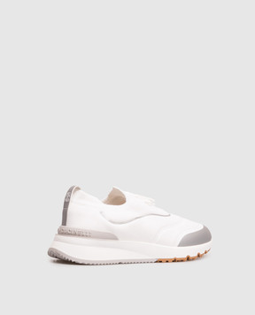 Brunello Cucinelli White cotton sneakers with textured logo MZUAUFO340