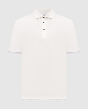 Brunello Cucinelli White polo with layering effect ME8543966