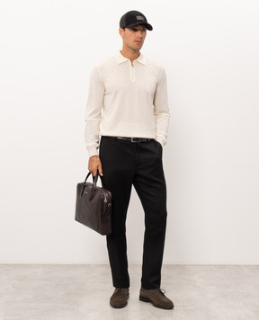 Stefano Ricci Ivory wool, silk and cashmere polo KE08024P30E26475