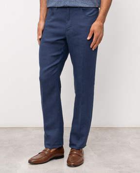 Stefano Ricci Blue linen and silk pants M8T62B0190TXFIL