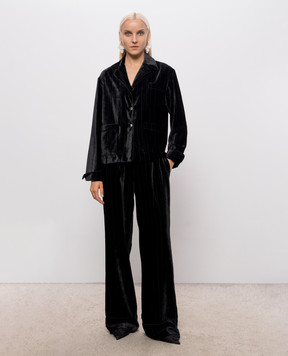 Ermanno Scervino Black velvet pajama-style shirt with silk D492I350XTC