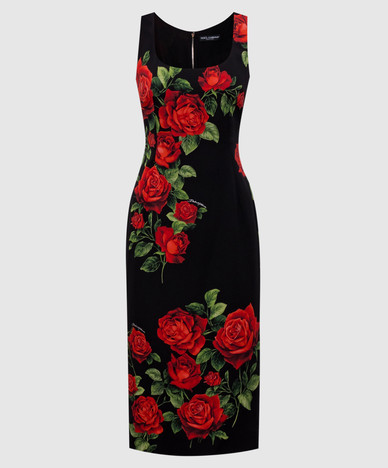 Black dress with printed silk