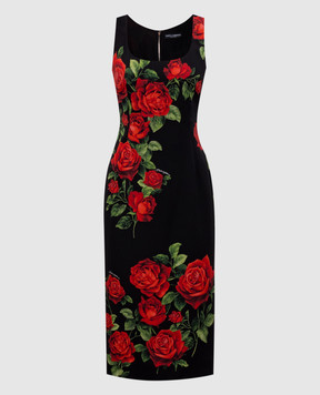 Dolce&Gabbana Black dress with printed silk F622MTFSA9R