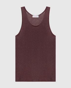 Brunello Cucinelli Burgundy cashmere and silk lurex tank top M41848600