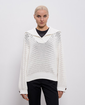 Brunello Cucinelli White openwork sweater M89302602