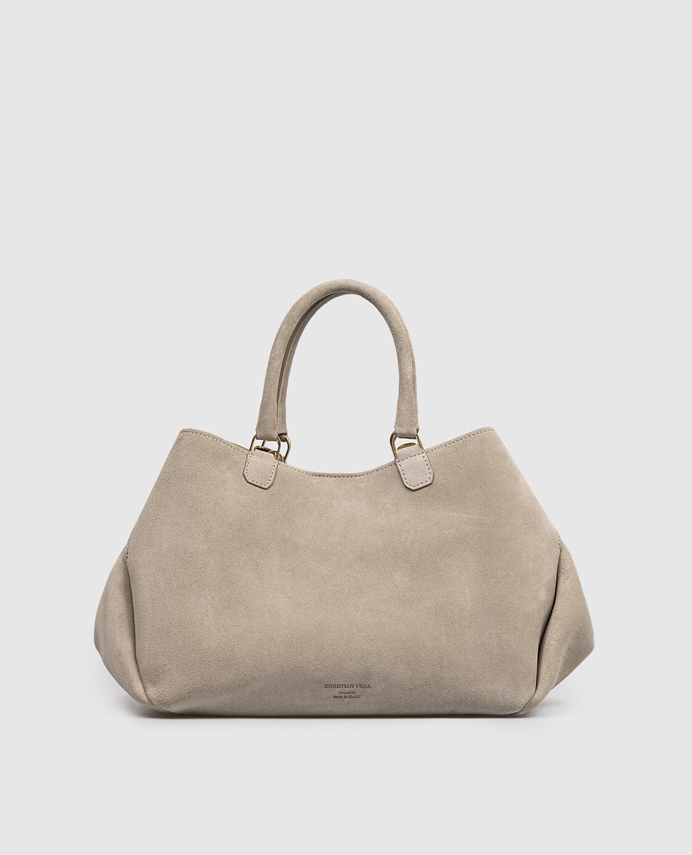 

Beige suede tote bag with logo embossing Christian Villa