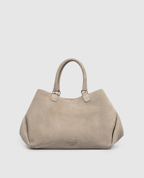 Christian Villa Beige suede tote bag with logo embossing 06367