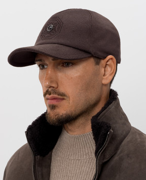Stefano Ricci Brown cashmere cap with embroidery MCV630012ECO60HC