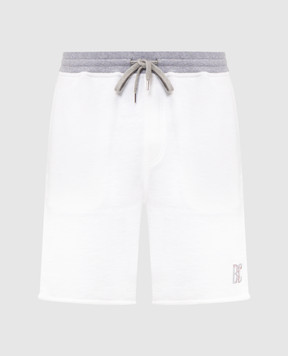 Brunello Cucinelli White shorts with monogram print MR8313375G