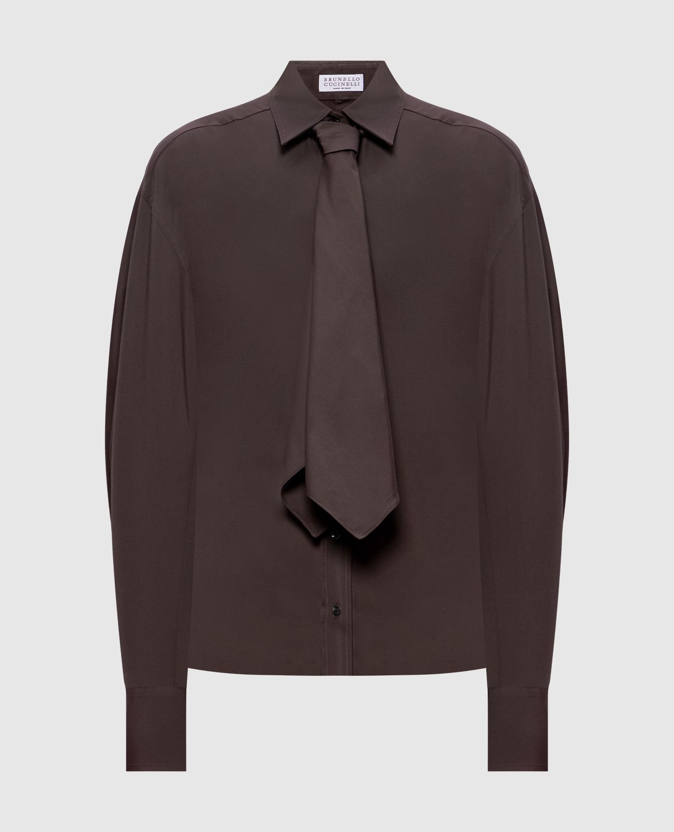 Brown shirt with monil chain