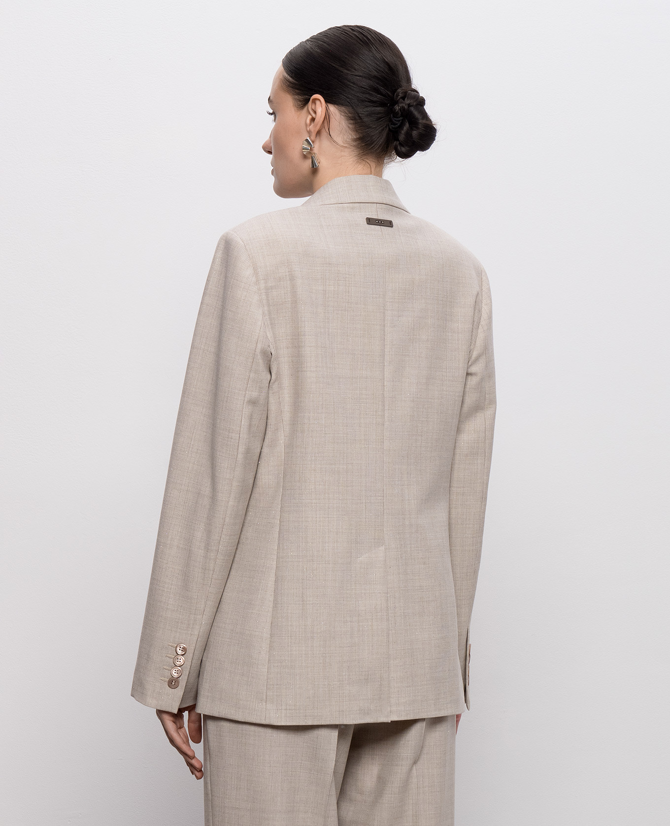 Beige wool jacket with lurex and monil chain Peserico 4