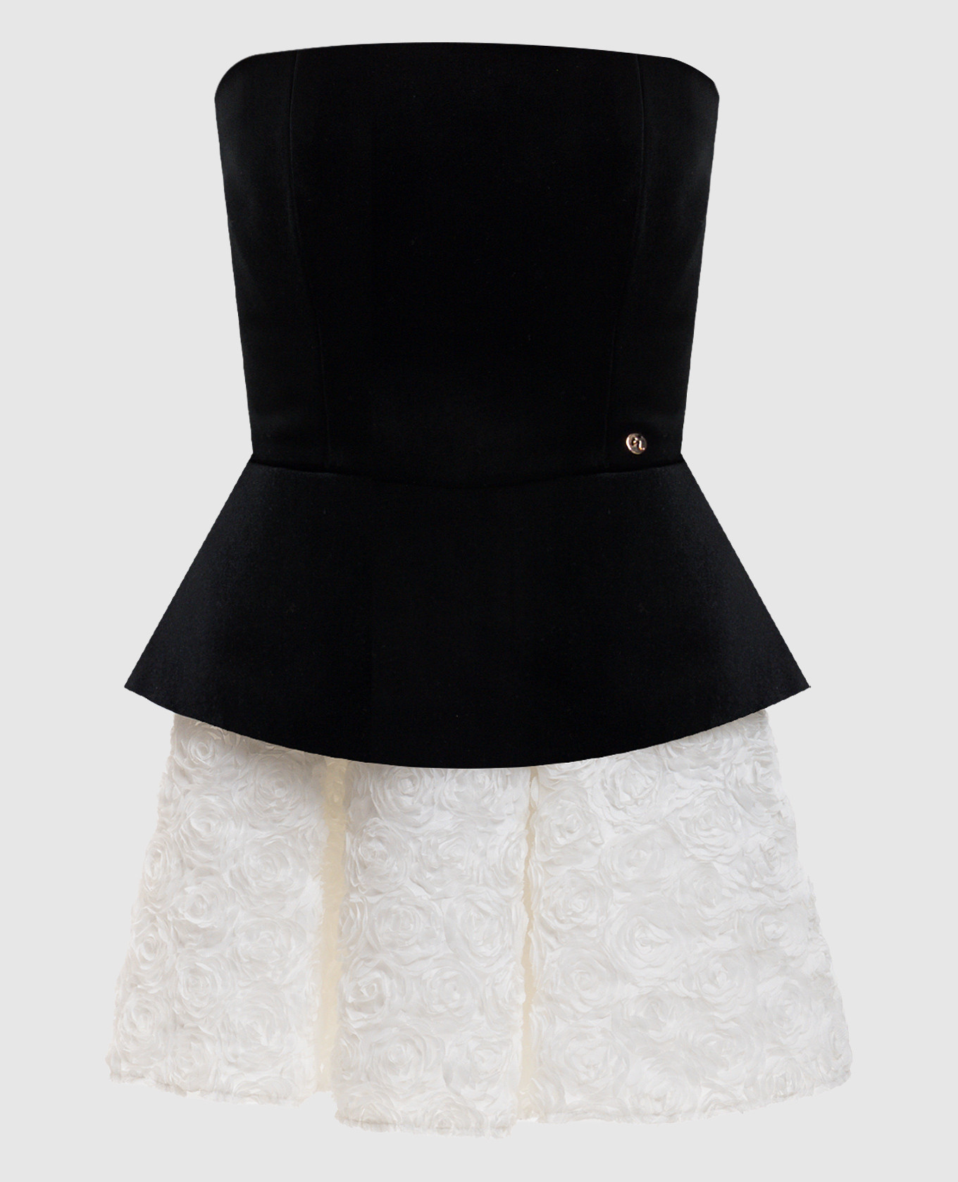 

Black velour mini dress with floral applique Nissa