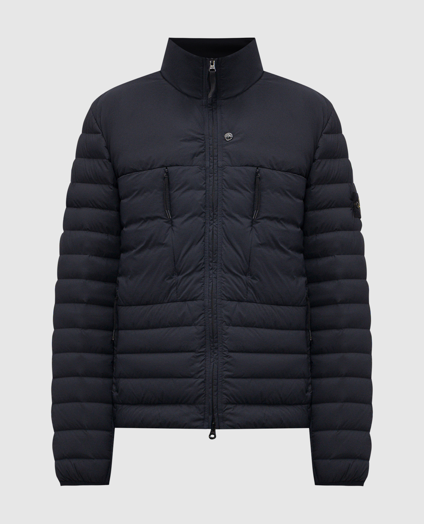 Blue quilted down jacket with logo