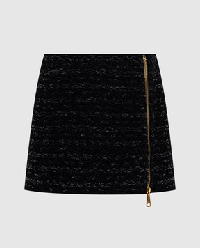 Balmain Black tweed mini skirt with hemp FF0LBB10KJ16