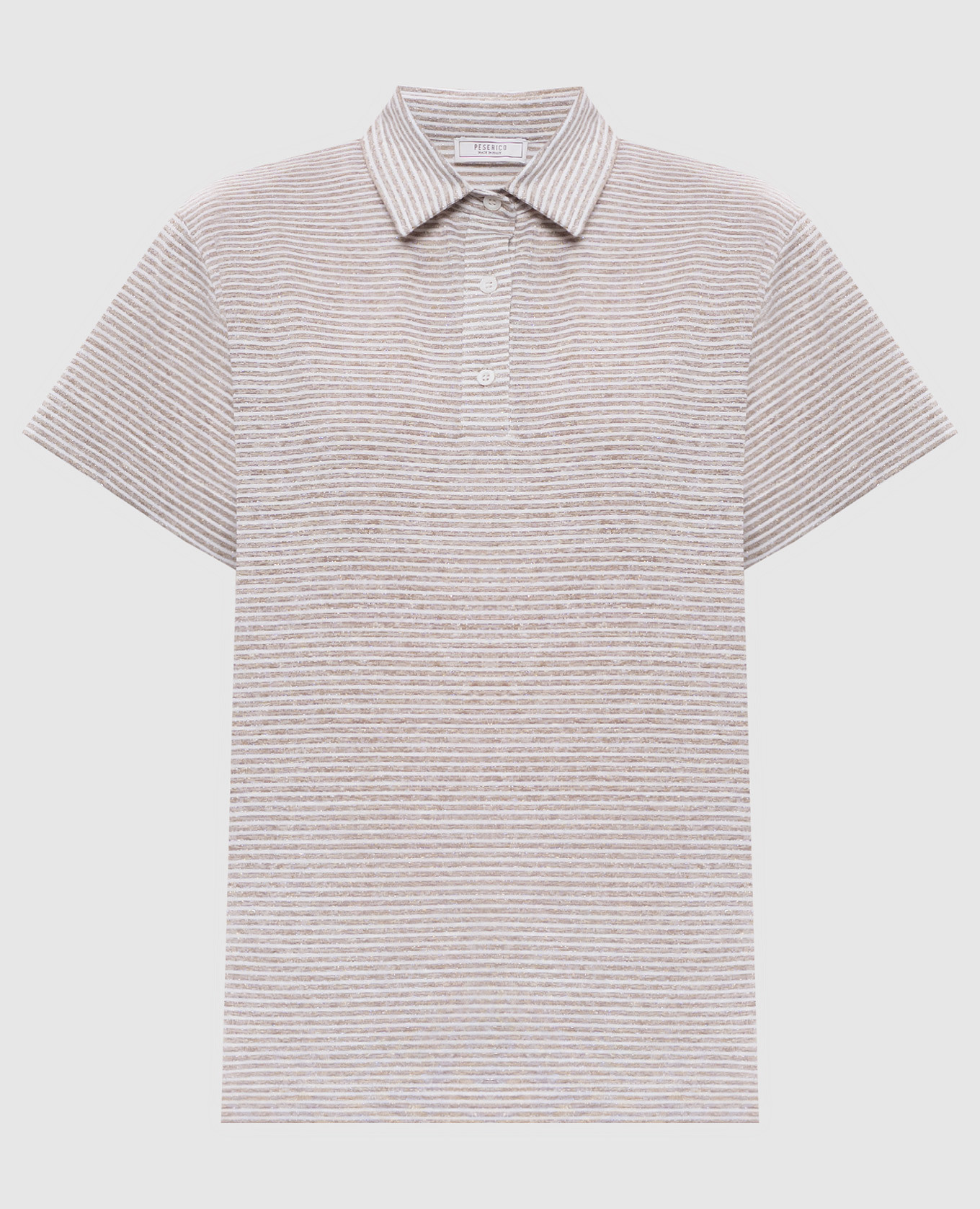 

Beige striped polo with lurex Peserico
