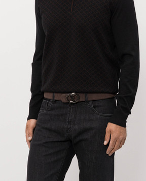 Stefano Ricci Brown suede belt with monogram N381SDC528U
