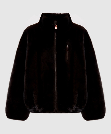 Dark brown mink fur coat with zipper