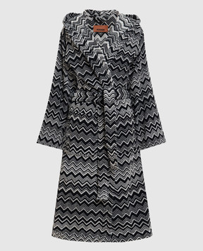 Missoni Home Keith black terry bathrobe with branded pattern 1K3AC99730