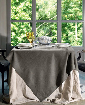 TESSITURA TOSCANA TELERIE TIZIANO linen tablecloth and napkin set in gray NT120024090037