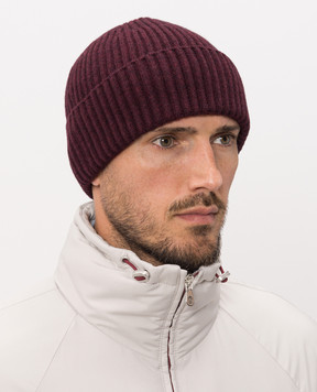 Brunello Cucinelli Burgundy cashmere hat M2293900