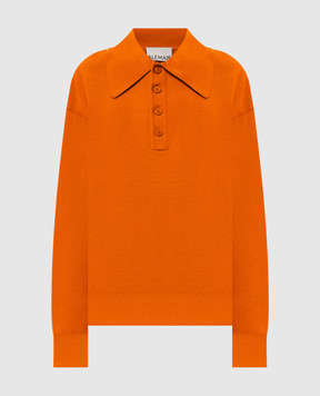 Alemais Claudia orange wool sweater with polo collar 7549K