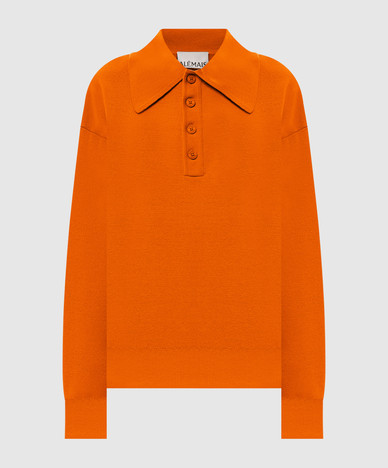 Claudia orange wool sweater with polo collar