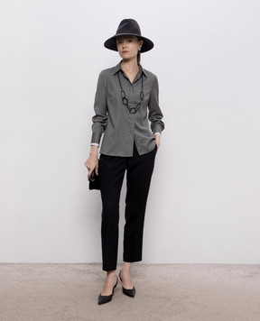 Peserico Black wool pants with a monil chain A0467803472