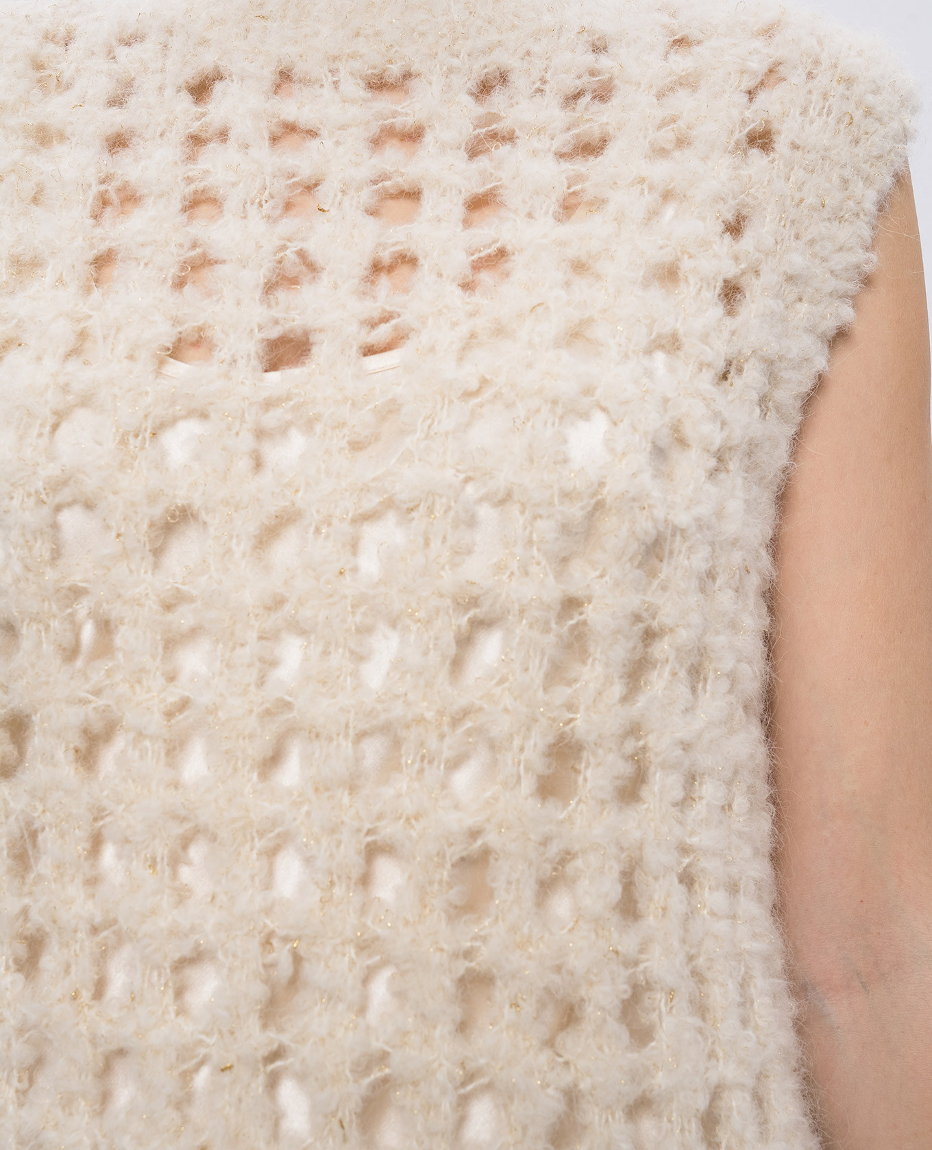 Beige openwork midi dress with alpaca wool Peserico 5