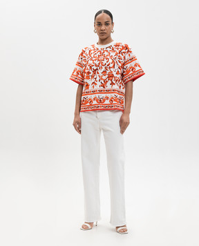 Dolce&Gabbana White straight-cut T-shirt with branded print F8U10TGDDT5