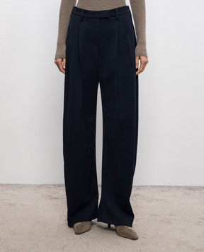 Brunello Cucinelli Blue wool pants with a pattern MP188P9318
