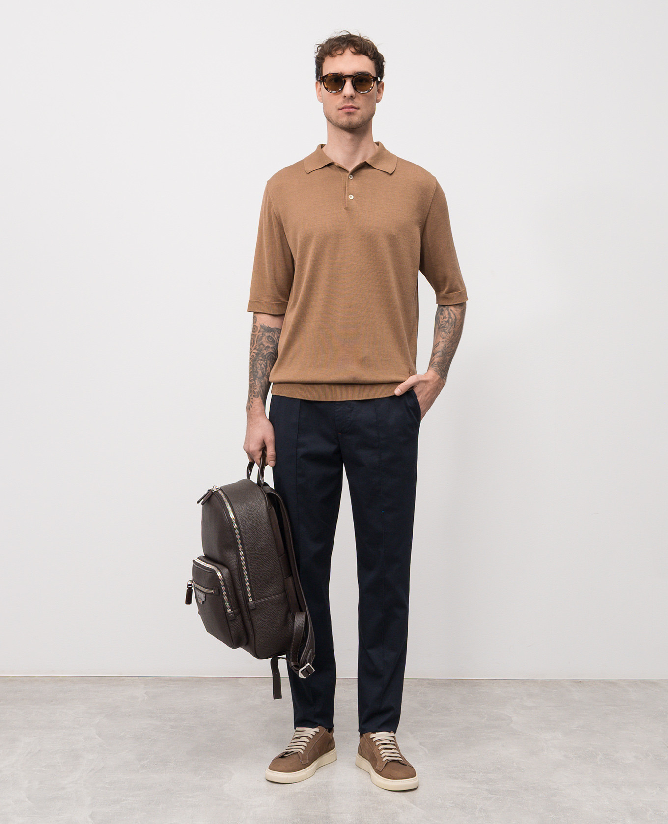 

Brown silk polo shirt ISAIA