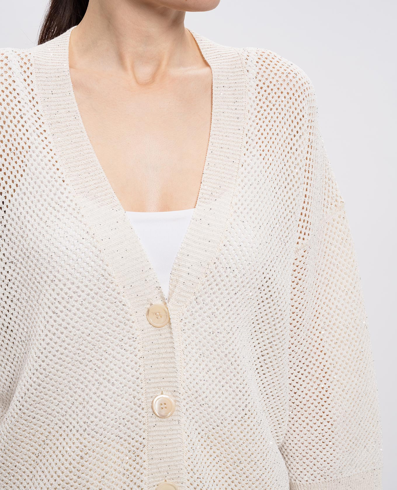 

Ivory openwork cardigan Peserico, Beige