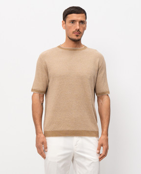 Canali Beige linen and silk T-shirt MK02462C1181