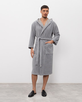 Symbol Home Grey terry robe with hood BAMBOOSPONGEBATHROBE