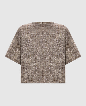 Brunello Cucinelli Beige top with sequined wool MRKR12200