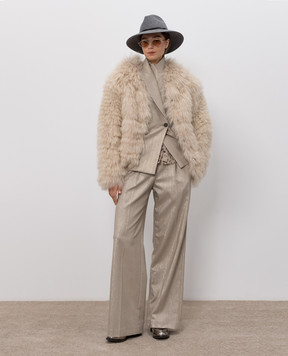 Brunello Cucinelli Beige double-breasted jacket with lurex MG5177241P