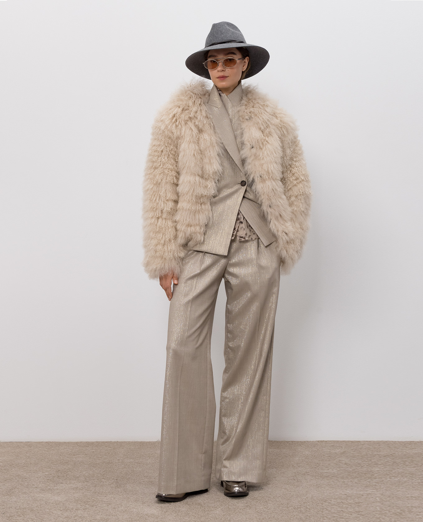 Beige double-breasted jacket with lurex Brunello Cucinelli 2