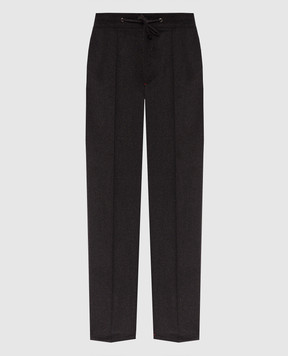 ISAIA Dark brown wool and cashmere trousers with embroidered emblem PNC053P9040