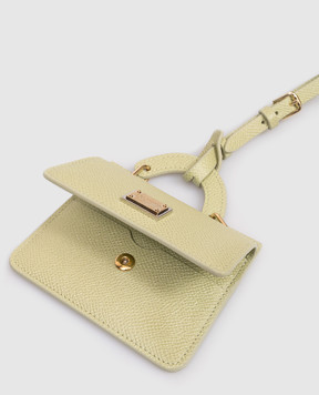 Dolce&Gabbana Green leather business card holder with logo plate BI3401A1001