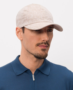 Bertolo Cashmere Beige linen cap 3012494