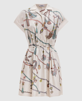Versace Beige silk shirt dress with branded print 10254981A18643