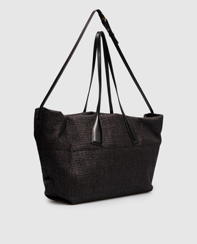 Balmain Black woven raffia tote bag with logo GN1FI015TRAA