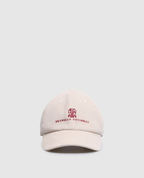 Brunello Cucinelli Beige velvet cap with embroidery MY4999850