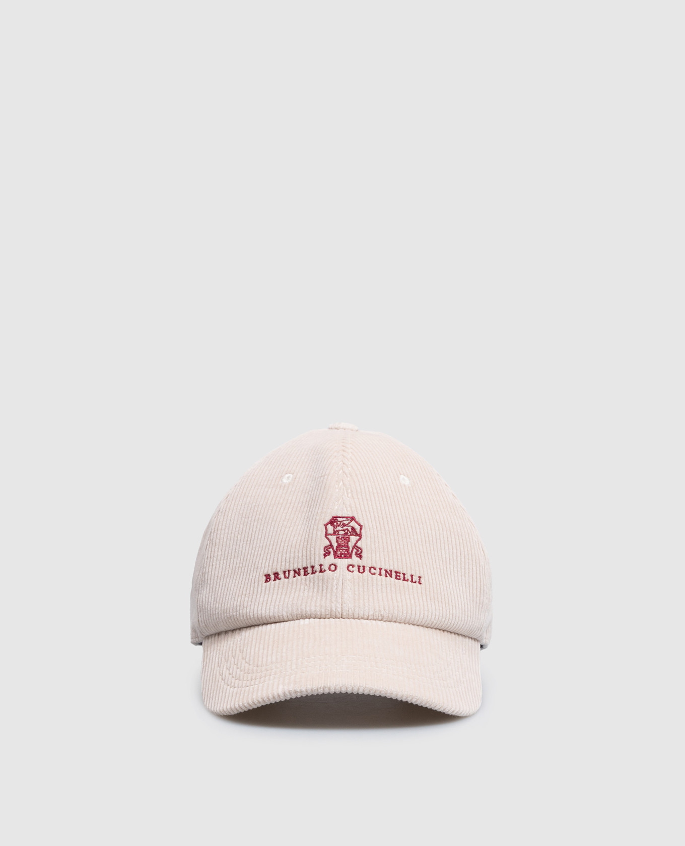 Beige velvet cap with embroidery