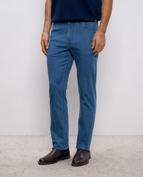 Stefano Ricci Blue jeans with logo patch MFT61B3130TR138L