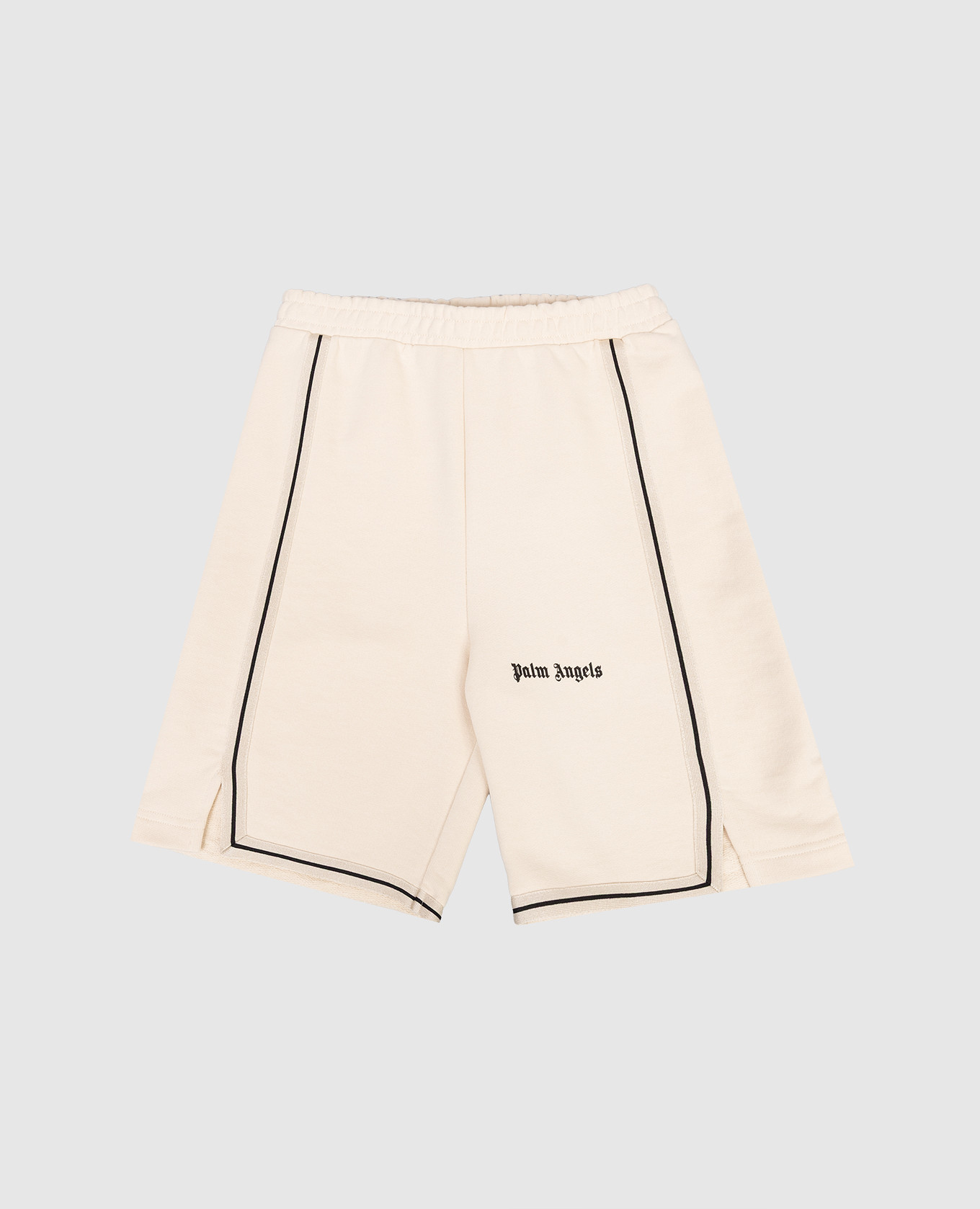 Children's beige shorts with logo print