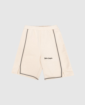 Palm Angels Children's beige shorts with logo print PBCI007S26FLE001