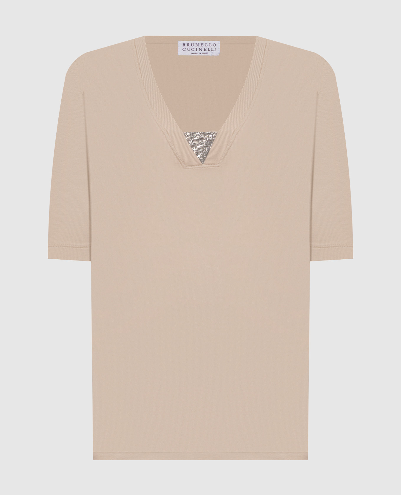Beige top with monil chain